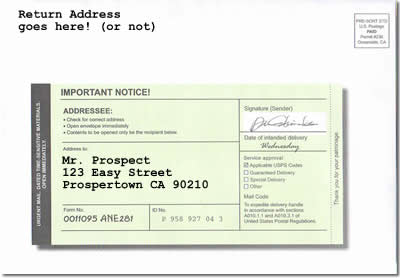 certified mail envelope for direct mail