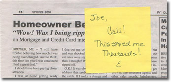 postit note on a newspapper
