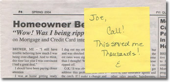 postit note on a newspapper